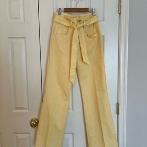 Veronica Beard Butter Yellow Rosanna High Rise Straight Jeans